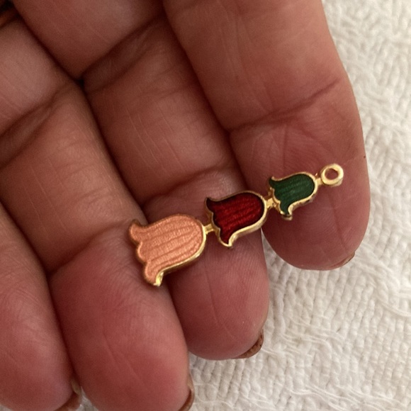 Hoffman stacked bells or tulips pendant. Vintage 1980s or 70s. Cloisonne - Picture 2 of 4